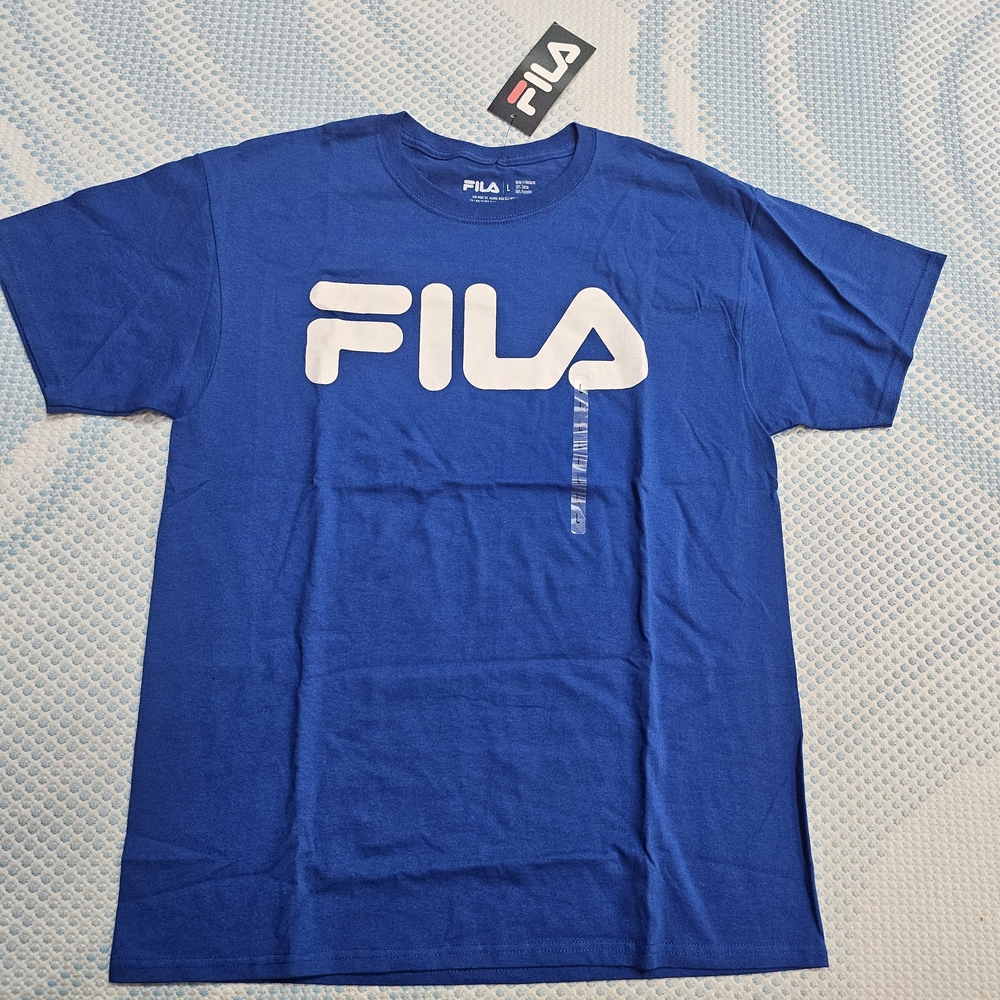 Fila Men's Basic Logo Front Blue T-Shirt in Large